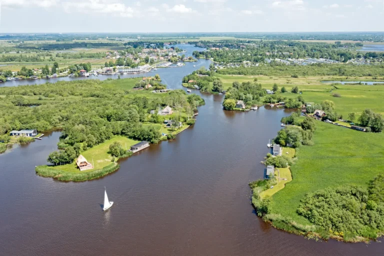 Luftfoto fra nationalparken Alde Feanen i Friesland i Holland