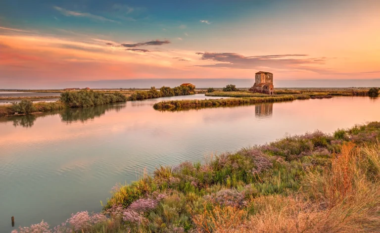 laguna Comacchio, Ferrara, Itálie