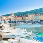 Fishing boats in marine in town of Cres, waterfront, Island of Cres, Kvarner, Croatia
