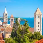 Quattro torri o vista sulla città storica di Rab, Isola di Rab