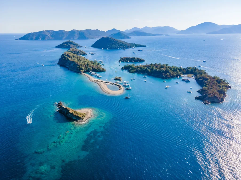 Göcek Yassıca Islands shot with drone from above Göcek, Muğla - Turkey