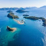 Göcek Yassıca Islands shot with drone from above Göcek, Muğla - Turkey