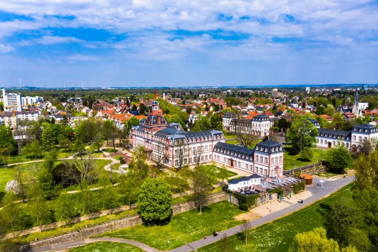 Vue aérienne du château Philippsruhe, Hanau, Hesse, Allemagne