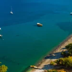 KUMLUBUK, TURKEY: View over Kumlubuk bay on Bozburun peninsula