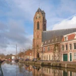 Die historische niederländische Stadt Oudewater am Fluss Hollandsche IJssel