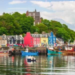 Port with boats in Tobermory in Scotland