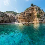Wonderful beach coast line of The island Cres, Croatia. Adriatic sea.